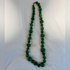 Emerald Green Beaded Necklace with Lustrous Finish. It makes a bold statement.